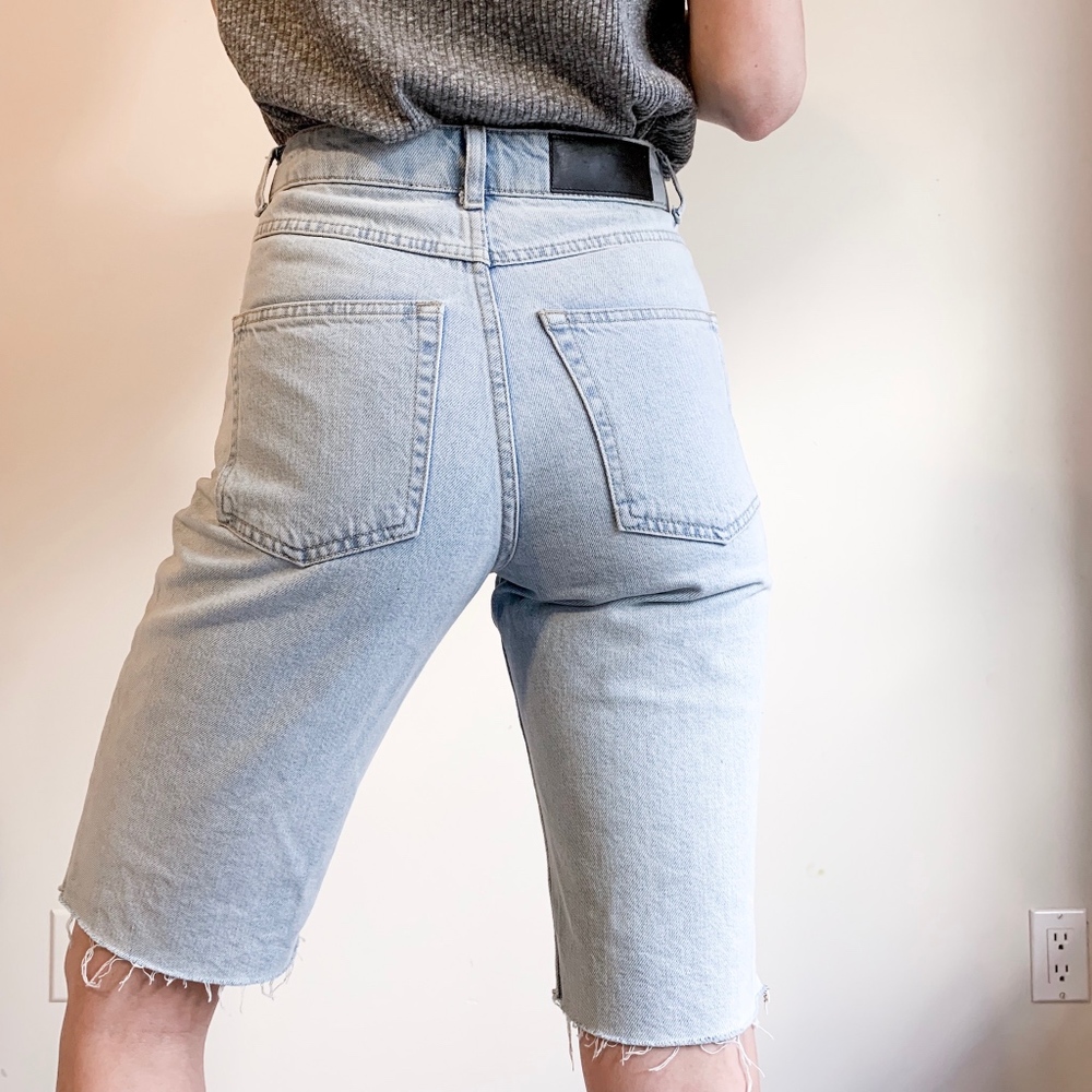 TOPSHOP Bleach Denim Board Shorts